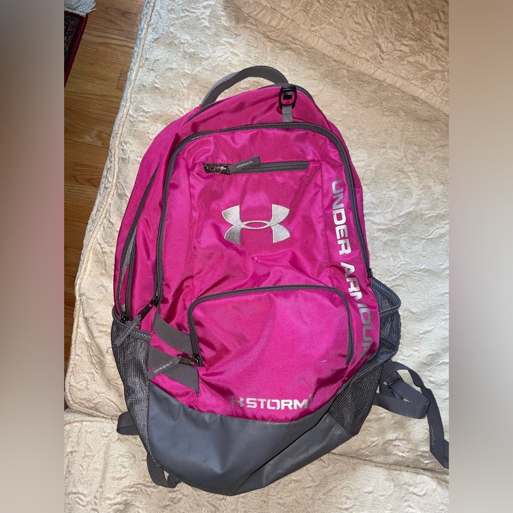 Pink under armor back pack